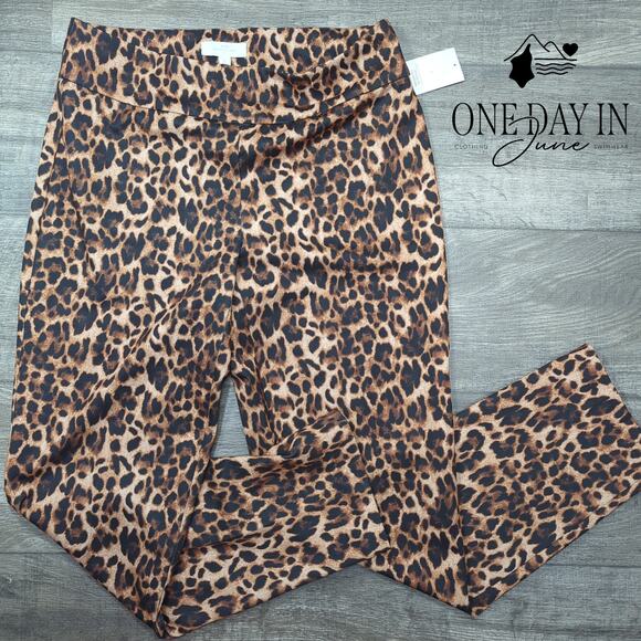 New Directions Leopard Polished Pants Size L - Picture 1 of 6